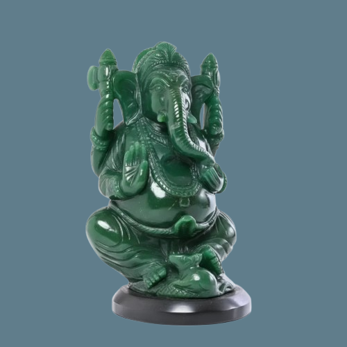 Auspicious Ganesha in Tranquil Green Aventurine