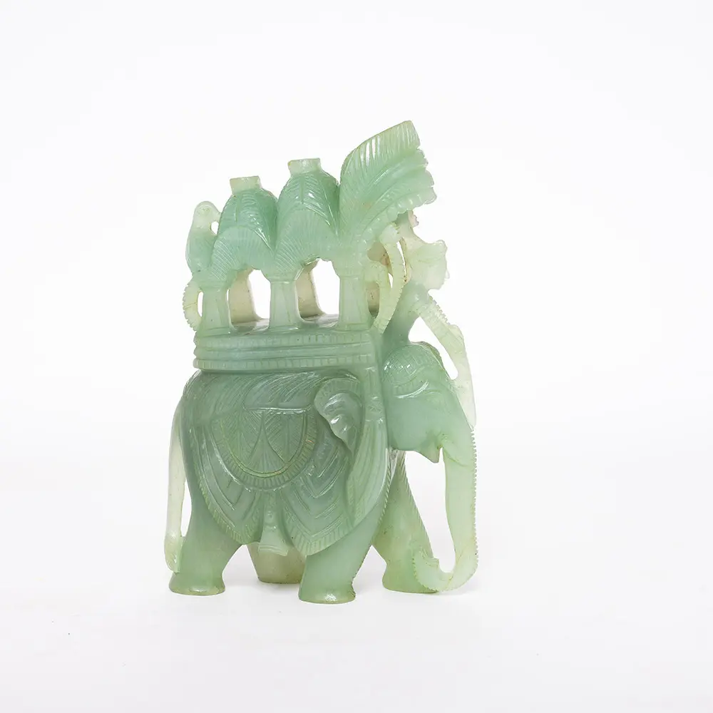 Ambawadi Elephant carving in Green Aventurine