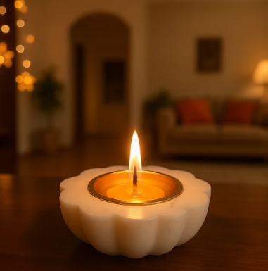 Flower Shape Marble Diya