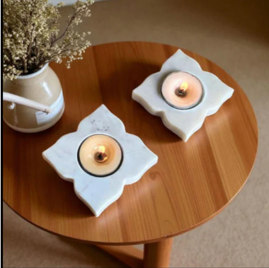 Tranquil Glow Marble Candle Holder