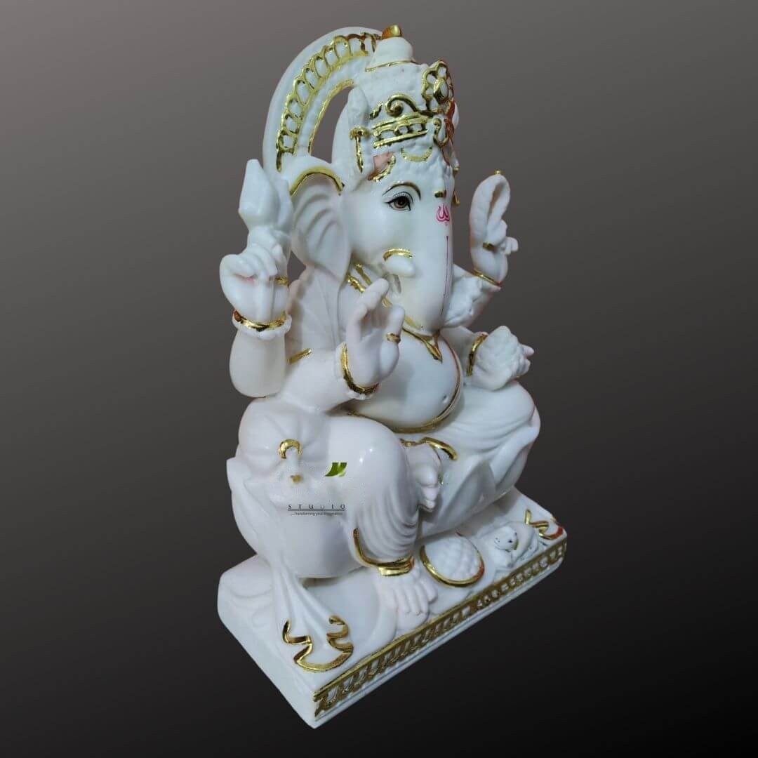 1.5 feet marble ganesha statue - Image 3