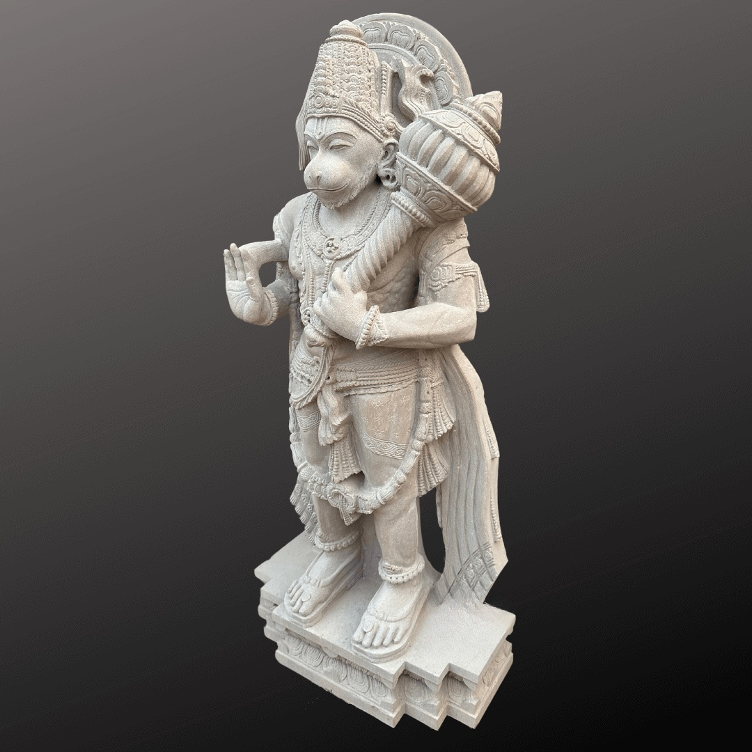 Standing Hanuman Stone Statue 5ft - Image 2
