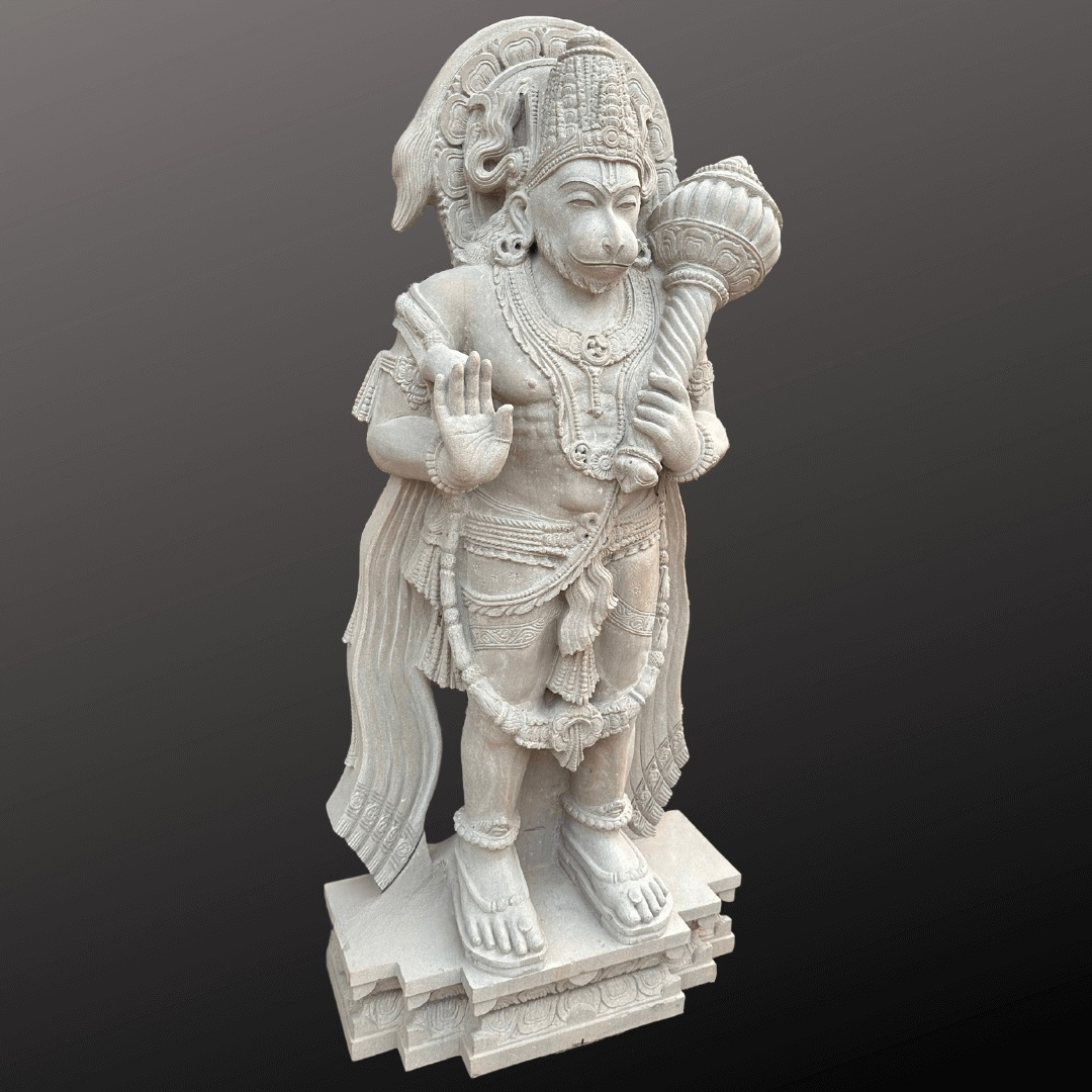 Standing Hanuman Stone Statue 5ft - Image 3