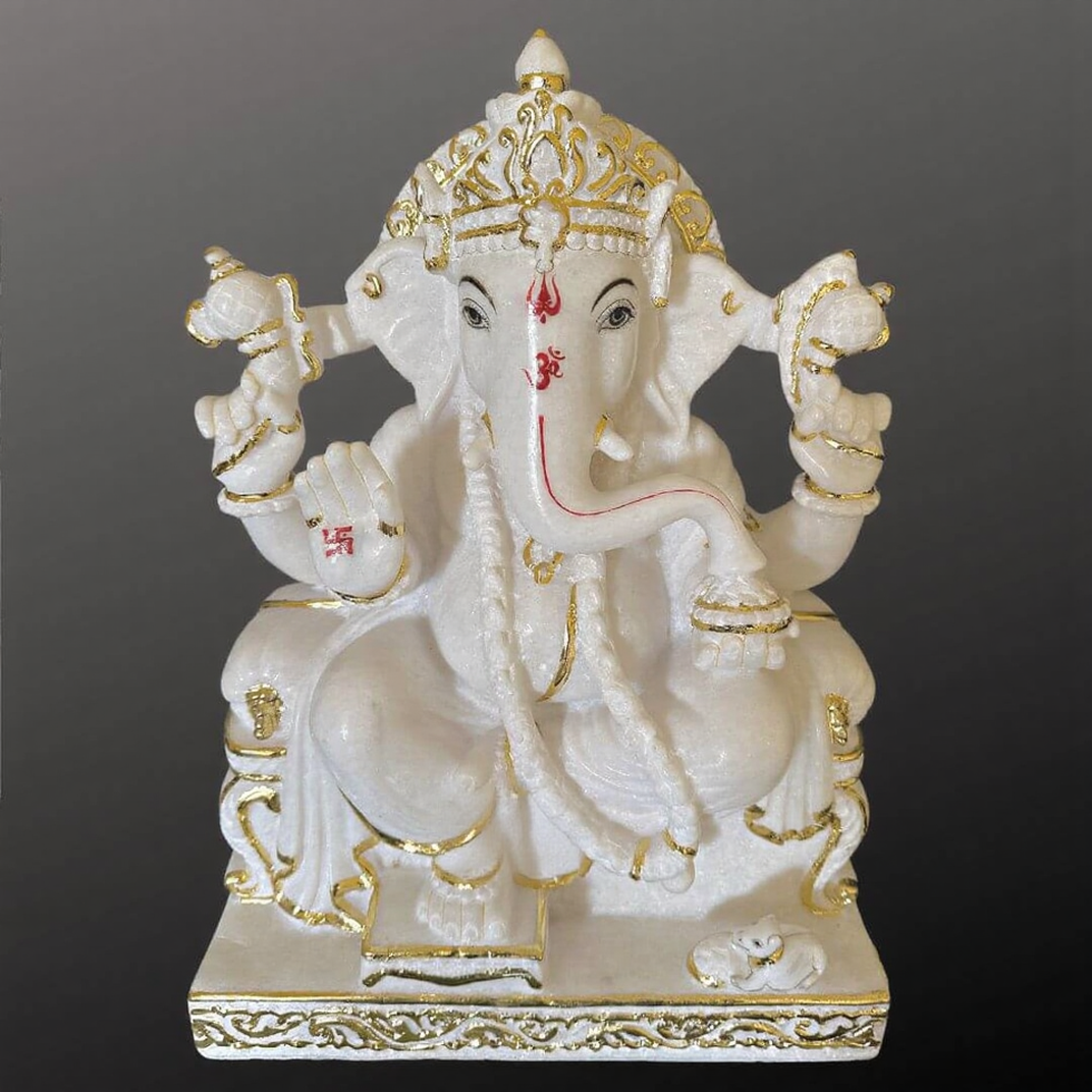 18 Inch Marble Ganesha Statue