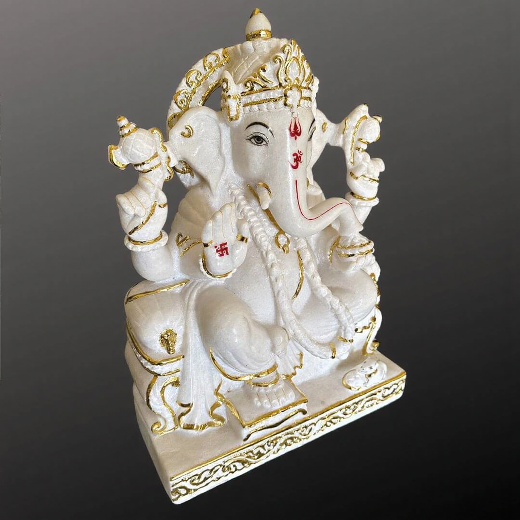 18 Inch Marble Ganesha Statue - Image 2
