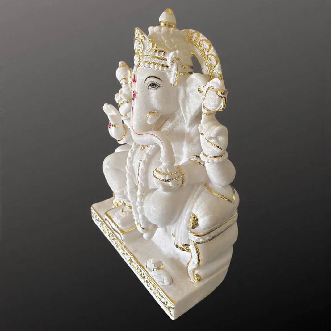 18 Inch Marble Ganesha Statue - Image 4