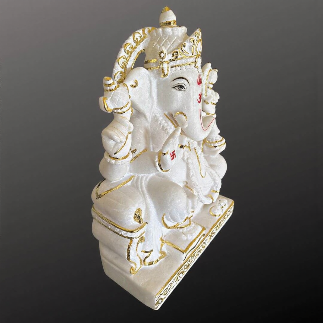 18 Inch Marble Ganesha Statue - Image 5