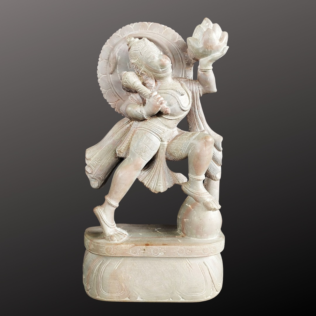 Hanuman Statue Holding Parwat in Soap Stone 12"