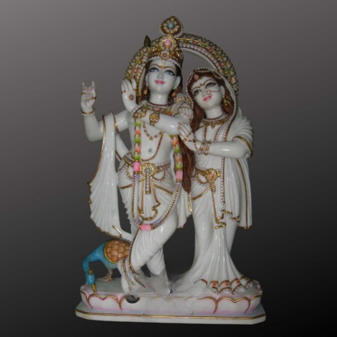 Radha Krishna Moorti in Marble Stone 30″