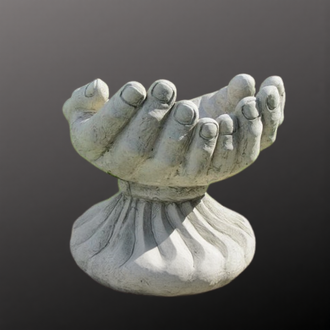 Cupped Palm Bird Bath 3′