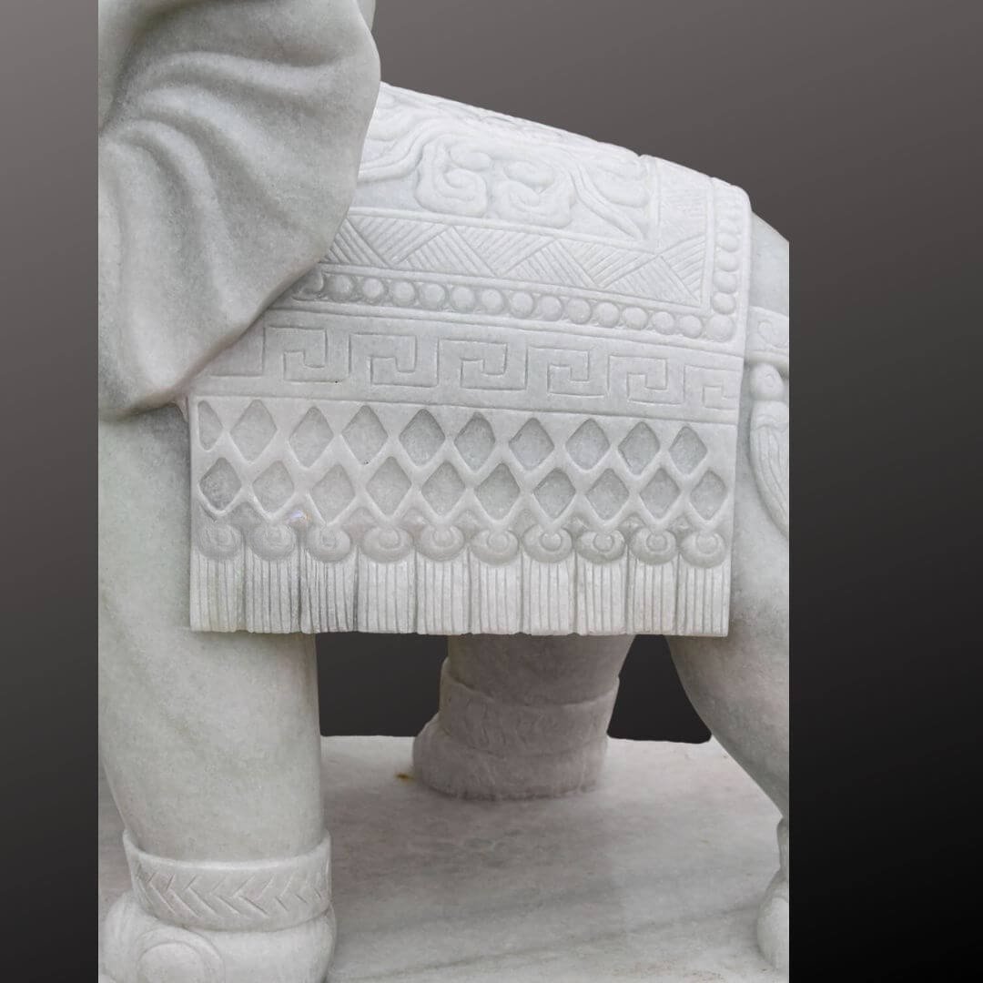 White Marble Elephant Sculpture 40″ - Image 5