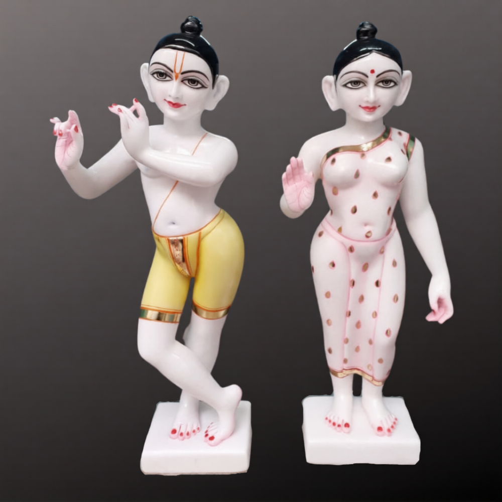 Radha Krishna Statue Marble 2"