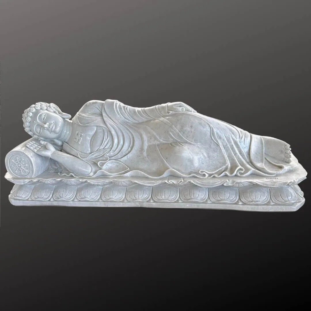 White Marble Sleeping Buddha 6ft