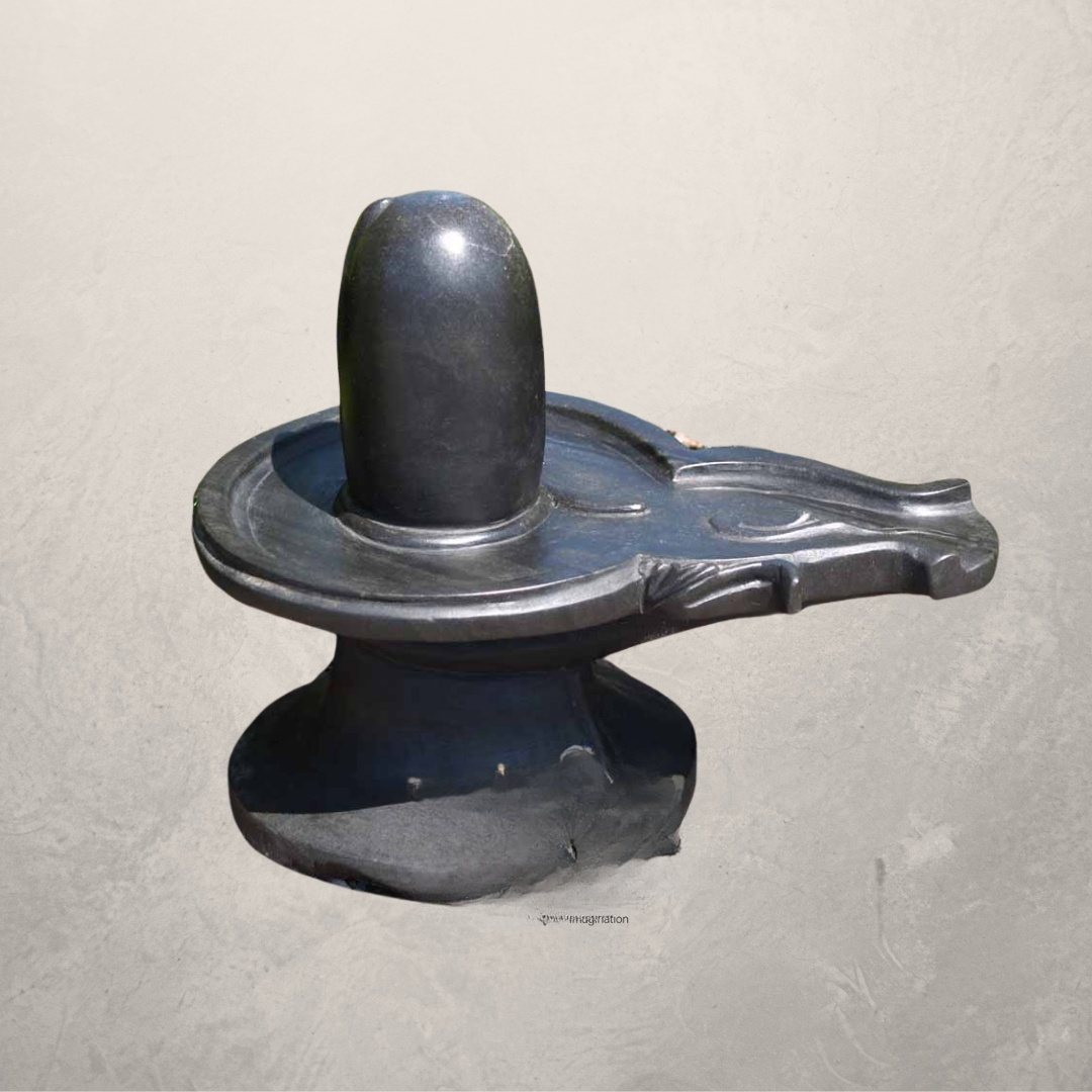 Shivling Sculpture in Black Marble 12″