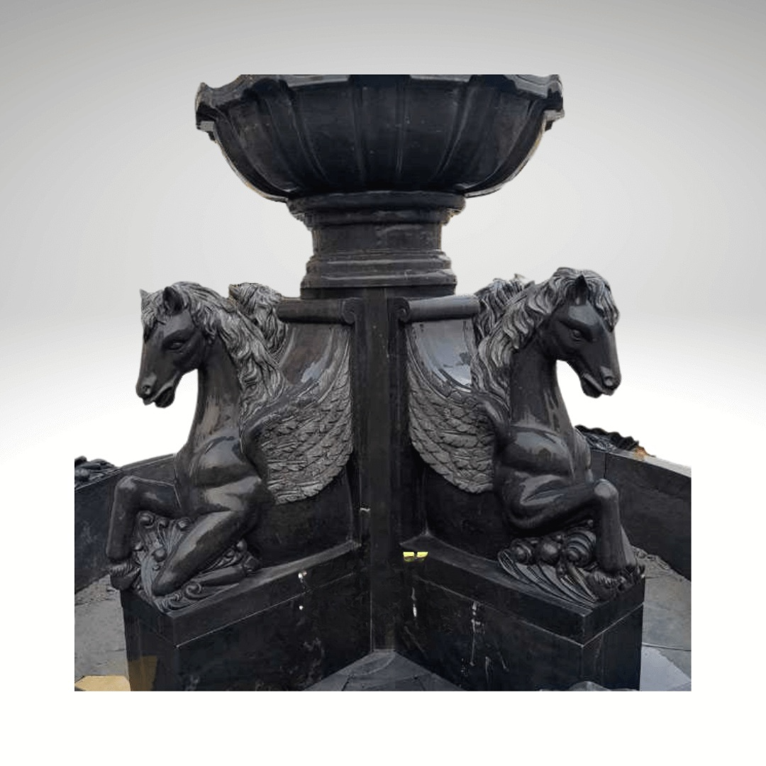 Black Marble Fountain Sculpture 8ft - Image 4