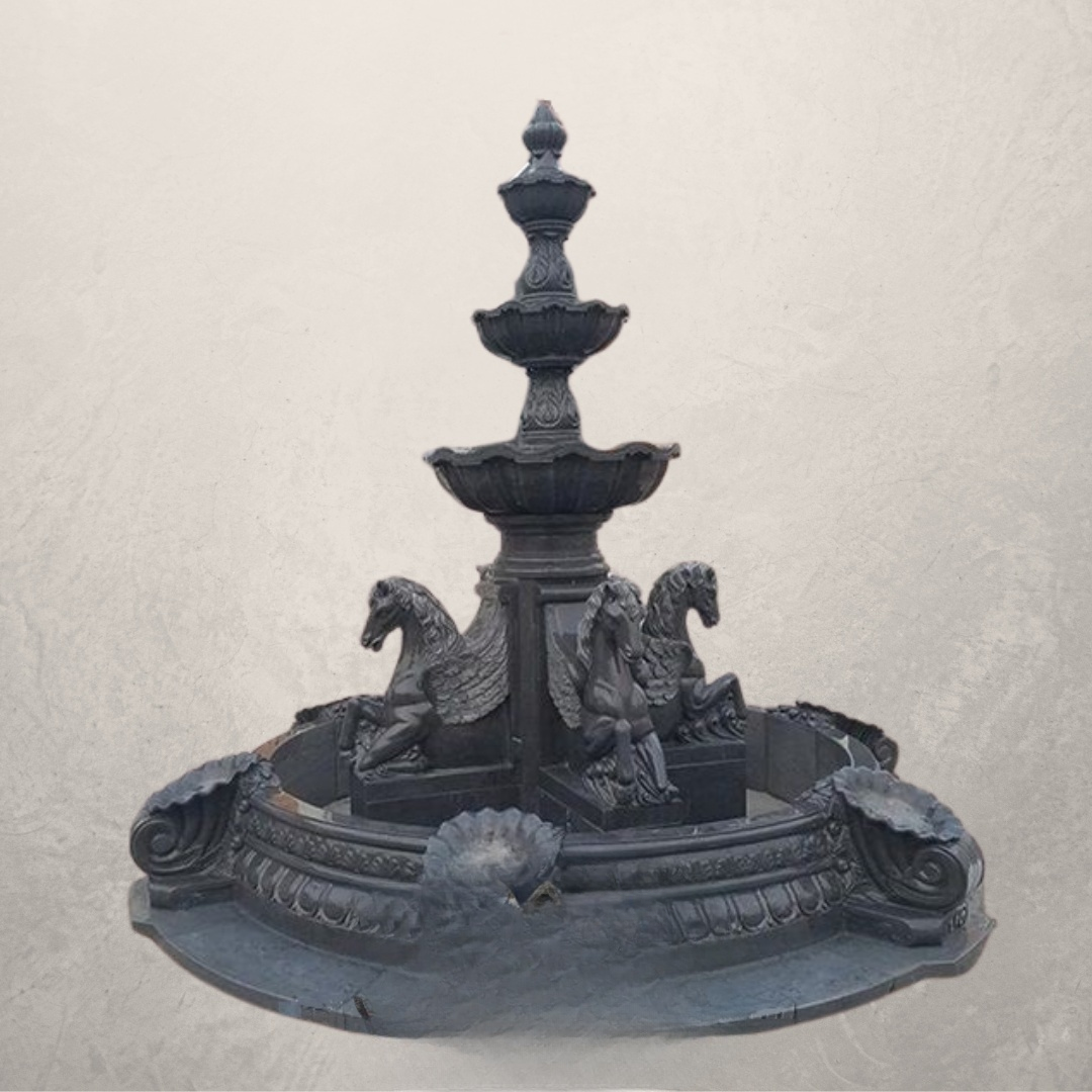 Black Marble Fountain Sculpture 8ft - Image 3