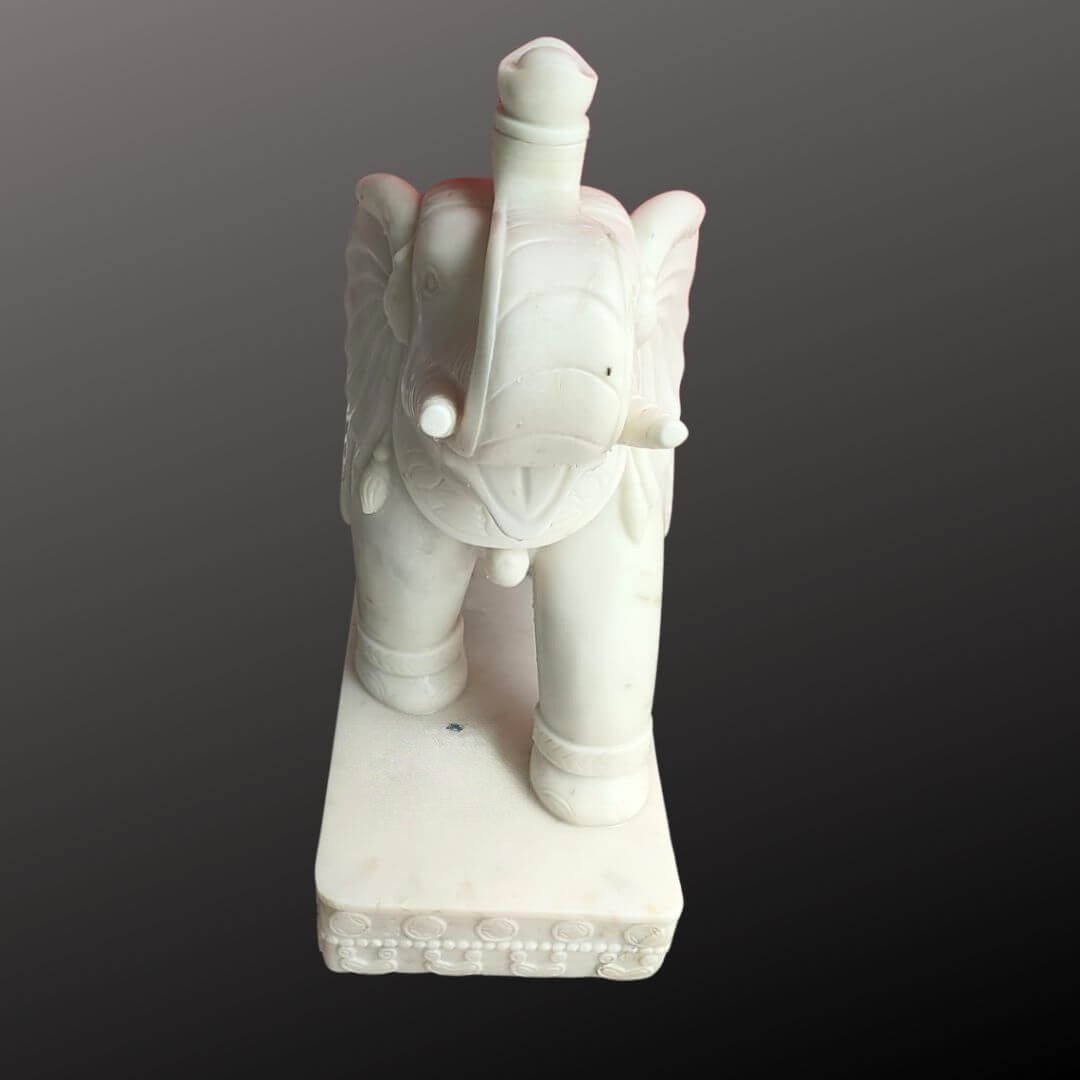 White Marble Elephant Sculpture 40″ - Image 4