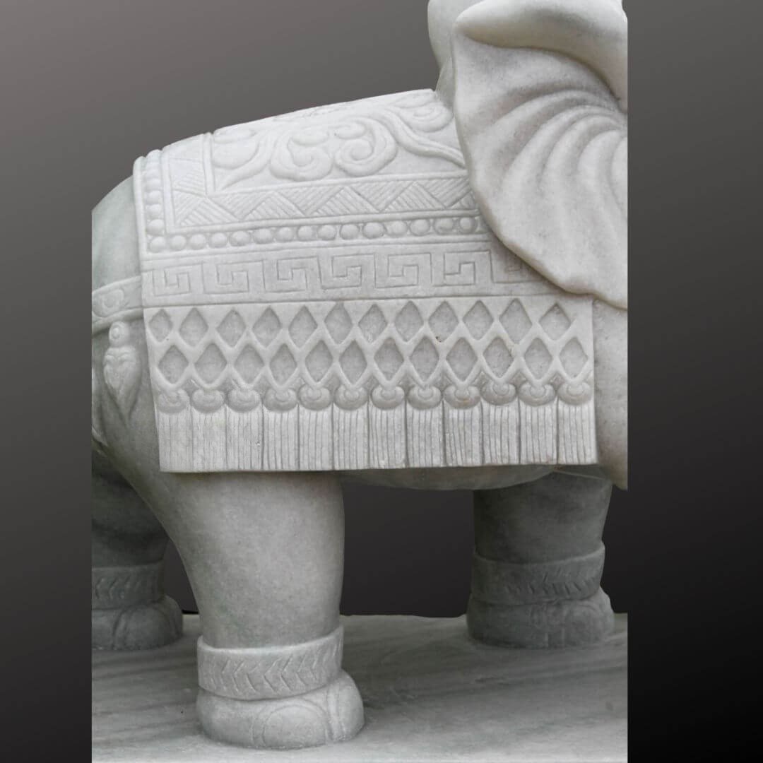 White Marble Elephant Sculpture 40″ - Image 3